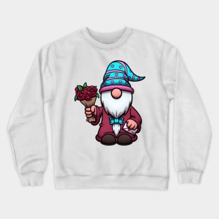 Valentine Gnome With Roses Crewneck Sweatshirt